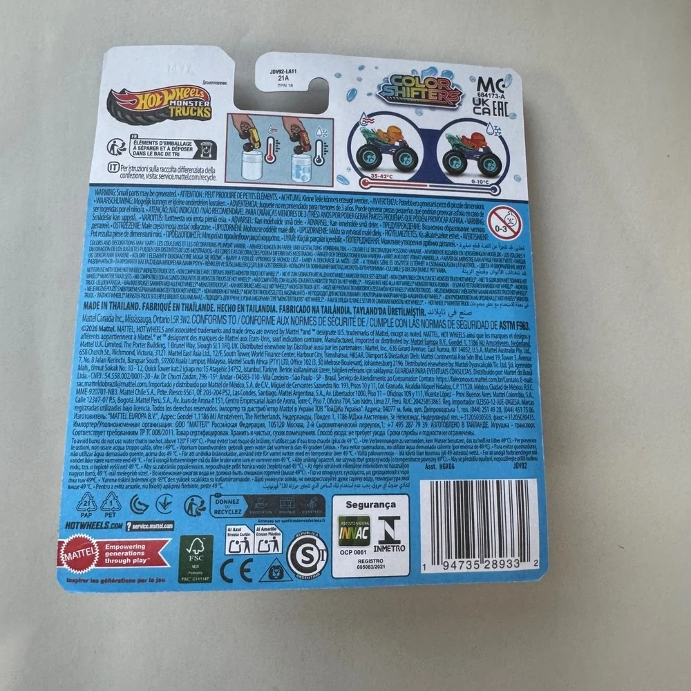 Hot Wheels Monster Trucks Color Shifters Duck N' Roll HGX06‎ 1:64 Scale New